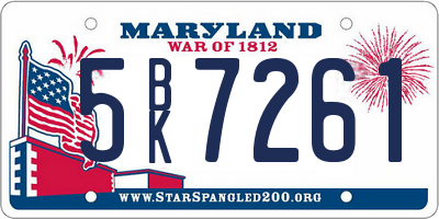 MD license plate 5BK7261