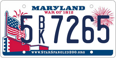 MD license plate 5BK7265