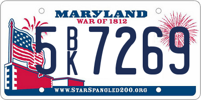 MD license plate 5BK7269