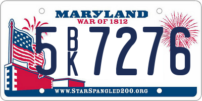 MD license plate 5BK7276