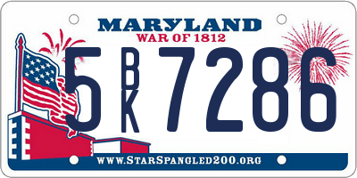 MD license plate 5BK7286