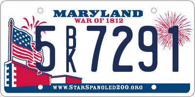 MD license plate 5BK7291