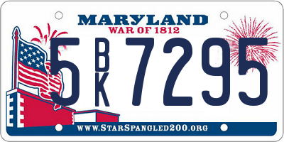 MD license plate 5BK7295