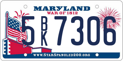 MD license plate 5BK7306