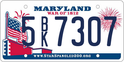 MD license plate 5BK7307