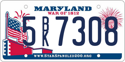 MD license plate 5BK7308