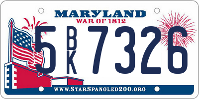 MD license plate 5BK7326