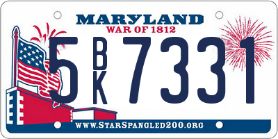 MD license plate 5BK7331