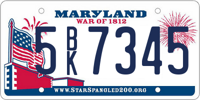 MD license plate 5BK7345
