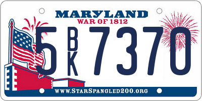 MD license plate 5BK7370