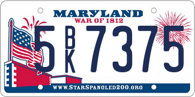 MD license plate 5BK7375