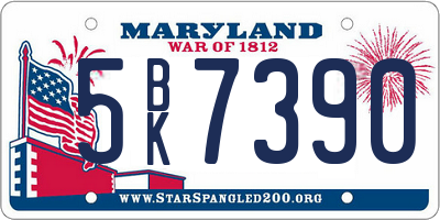 MD license plate 5BK7390