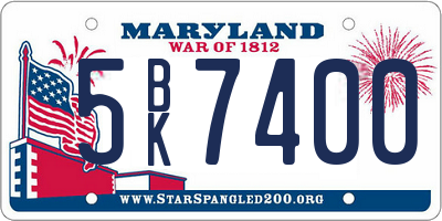 MD license plate 5BK7400