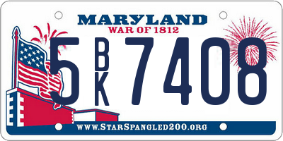 MD license plate 5BK7408