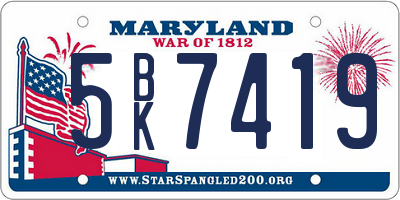 MD license plate 5BK7419