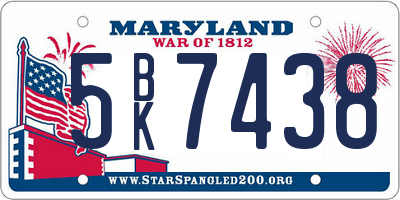 MD license plate 5BK7438