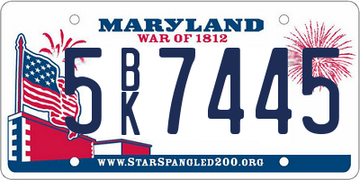 MD license plate 5BK7445