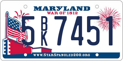 MD license plate 5BK7451