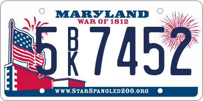 MD license plate 5BK7452