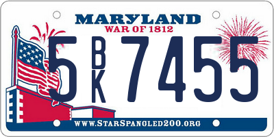 MD license plate 5BK7455