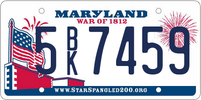 MD license plate 5BK7459