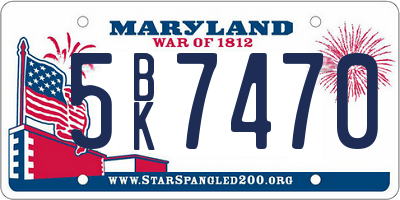 MD license plate 5BK7470