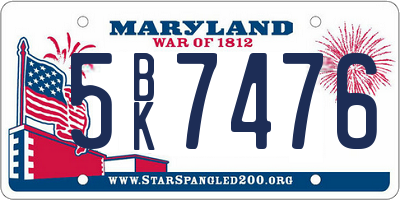 MD license plate 5BK7476