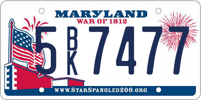 MD license plate 5BK7477
