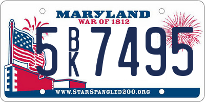 MD license plate 5BK7495