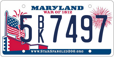 MD license plate 5BK7497