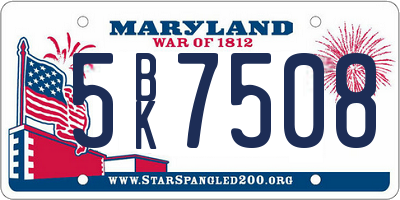 MD license plate 5BK7508