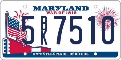 MD license plate 5BK7510