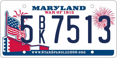 MD license plate 5BK7513