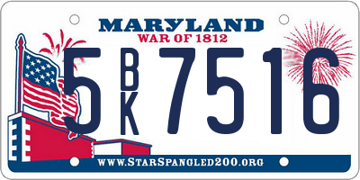 MD license plate 5BK7516