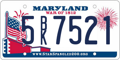 MD license plate 5BK7521