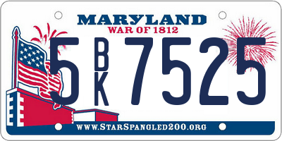MD license plate 5BK7525