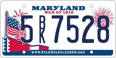 MD license plate 5BK7528
