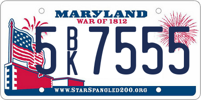 MD license plate 5BK7555