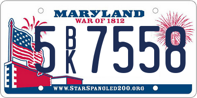MD license plate 5BK7558