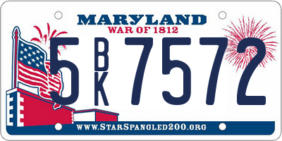 MD license plate 5BK7572