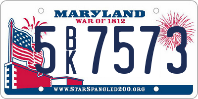 MD license plate 5BK7573