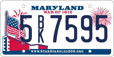 MD license plate 5BK7595