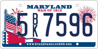 MD license plate 5BK7596