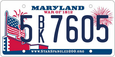 MD license plate 5BK7605