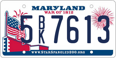 MD license plate 5BK7613