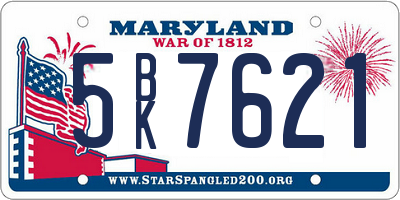 MD license plate 5BK7621