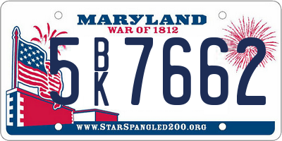 MD license plate 5BK7662