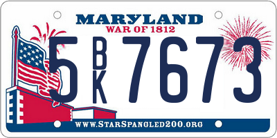 MD license plate 5BK7673
