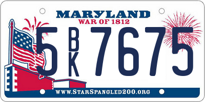 MD license plate 5BK7675