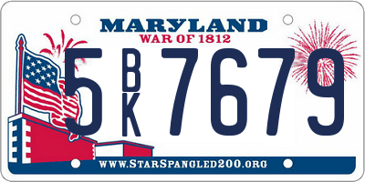MD license plate 5BK7679